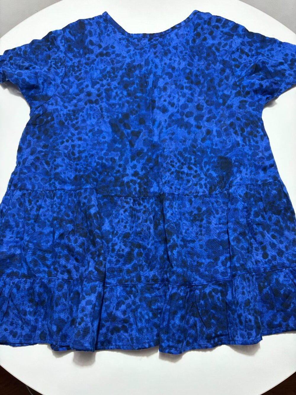 Terra & Sky Blue & Black Babydoll Peplum Cotton Smock Top - Picture 5 of 5